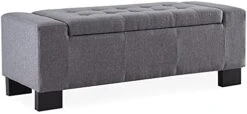 BELLEZE 50 Inch Storage Ottoman Bench, Upholstered Tufted Linen Fabric, Foam Padded Large Rectangular Footrest, Living Room Furniture - Arlington (Gray) 15 BELLEZE 50 Inch Storage Ottoman Bench, Upholstered Tufted Linen Fabric, Foam Padded Large Rectangular Footrest, Living Room Furniture - Arlington (Gray) -Best Furniture Store 411ptKiJ8eL. AC