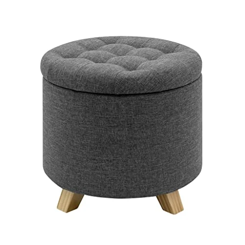 DBHCXD Multifunction Storage Ottoman Chair Stool Removable Cover Upholstered Footstool Round Linen Pouffe Chair Household Organizer (Color : E, Size : 44 * 41cm) 5 DBHCXD Multifunction Storage Ottoman Chair Stool Removable Cover Upholstered Footstool Round Linen Pouffe Chair Household Organizer (Color : E, Size : 44 * 41cm) - Image 5