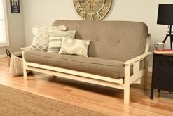 Kodiak Furniture Monterey Futon Set, No Drawers, With Antique White Base And Linen Stone Mattress