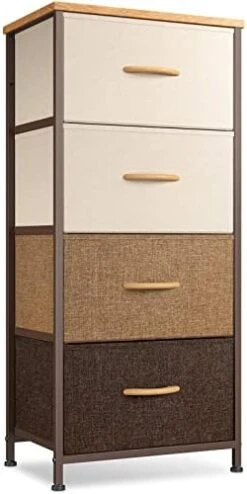 Dresser For Bedroom With 4 Drawers, Big Fabric Storage Tall Tower Dresser For Hallyway Closets, Sturdy Steel Frame, Wood Top, Black Grey -Best Furniture Store 4123i7MZIL. AC