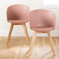 South Shore Flam Chair With Wooden Legs, 1, Pink And Wood -Best Furniture Store 412BAjN99WL. AC