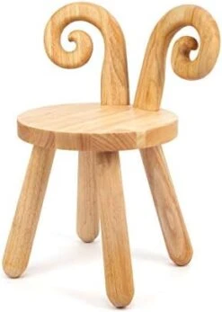 Wooden Toddler Chair, Naturally Finished Solid Hardwood,Kids Stool Chair, Handmade, For Playroom, Nursery, Preschool, Bedroom, Kindergarten Eating, Reading, Playing, Boys Girls Age 2+ (1, Sheep Horn) -Best Furniture Store 412Ijod4XL. AC