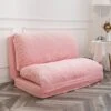 N&V Folding Matress Sofa Bean Bag, Foam Filling Folding Matress Sofa, Includes Removable And Machine Washable Cover, Soft Faux Fur (Pink)