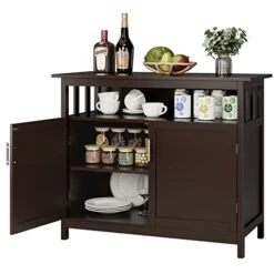 ITUSUT Buffet Cabinet, Kitchen Sideboard With Storage, Freestanding Side Accent Cabinet with 2 Doors, Coffee Bar Cabinet for Living Room, Hallway, Bathroom Brown