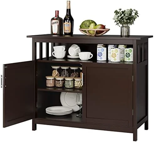 ITUSUT Buffet Cabinet, Kitchen Sideboard With Storage, Freestanding Side Accent Cabinet with 2 Doors, Coffee Bar Cabinet for Living Room, Hallway, Bathroom Brown 5 ITUSUT Buffet Cabinet, Kitchen Sideboard With Storage, Freestanding Side Accent Cabinet with 2 Doors, Coffee Bar Cabinet for Living Room, Hallway, Bathroom Brown - Image 5