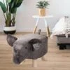 Gazechimp Animal Footstool, Foot Rest With Wooden Legs, Cute Storage Multifunctional Cartoon Sofa Tea Stool, Kids Stool For Bedroom Playroom Guest Rooms, Gray