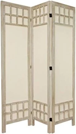 Oriental Furniture 5 1/2 Ft. Tall Window Pane Fabric Room Divider - Burnt Grey - 6 Panel -Best Furniture Store 412lfyOF57L. AC
