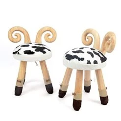 Wooden Toddler Chair, Naturally Finished Solid Hardwood,Kids Stool Chair, Handmade, For Playroom, Nursery, Preschool, Bedroom, Kindergarten Eating, Reading, Playing, Boys Girls Age 2+ (1, Sheep Horn) -Best Furniture Store 412vadVEYLS