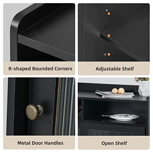 YUSING Buffet Cabinet With Storage, Sideboard Cabinet With Moru Tempered Glass Door, Coffee Bar Cabinet, Coffee Station, Accent Cabinet With Wine Rack For For Kitchen, Living Room, Entryway 4 YUSING Buffet Cabinet With Storage, Sideboard Cabinet With Moru Tempered Glass Door, Coffee Bar Cabinet, Coffee Station, Accent Cabinet With Wine Rack For For Kitchen, Living Room, Entryway - Image 4