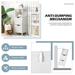Giantex Bathroom Floor Cabinet With 2 Removable Drawers, Free-Standing Side Storage Cabinet W/Anti-Toppling Mechanism, 4-Tier Organizer Stand For Flexible Storing, Home&Office Display Holder -Best Furniture Store 413DGtKonFL