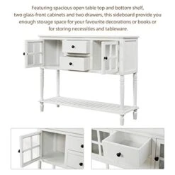 42" Wide Console Table Sideboard Buffet Server With 2 Doors And Bottom Shelf, Sideboard Storage Cabinet For Living Room (White) 14 42" Wide Console Table Sideboard Buffet Server With 2 Doors And Bottom Shelf, Sideboard Storage Cabinet For Living Room (White) -Best Furniture Store 413E5iNIPeL