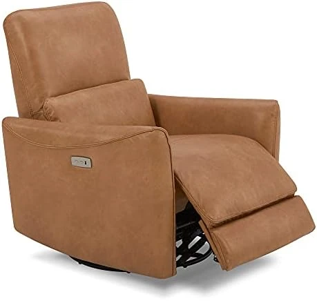 CHITA Power Recliner Swivel Glider, Upholstered Faux Leather Living Room Reclining Sofa Chair With Lumbar Support, Cognac Brown 9 CHITA Power Recliner Swivel Glider, Upholstered Faux Leather Living Room Reclining Sofa Chair With Lumbar Support, Cognac Brown - Image 9