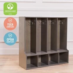 ECR4Kids Streamline 4-Section Coat Locker With Bench, Toddler Size, Kids Furniture, Grey Wash -Best Furniture Store 413H7AmIlUL