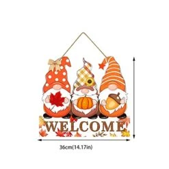 MatureGirl Dwarf Autumn Hanging Sign Day Fall Welcome Doorplate Decorative Wooden Hanging Sign Christmas Hanging Baskets For Front Porches (Pink, One Size) -Best Furniture Store 413HD9EKViL