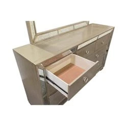 Ava Mirrored 6 Pcs Bedroom Set With Bench, Cal. King, Silver/Bronze -Best Furniture Store 413KiZUC0pL