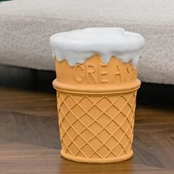 QQXX Simulated Food Footrest Stool, Resin Cartoon Garden Ottoman Foot Stool, Lightweight Creative Modern Accent Stool For Home Dining Room Decor (30x37cm(11.8x14.6), Ice Cream) -Best Furniture Store 413NBYIvLzL. AC
