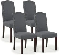 LSSPAID Dining Chairs Set Of 4, High Back Fabric Upholstered Parsons Dining Room Chairs, Nail Head Trim Dining Chair, Turquoise -Best Furniture Store 413NddD MhL. AC