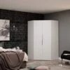 Rockefeller Ultra Modern 2 Door Open Corner Bedroom Closet With Hanging Rods, 65.91", White