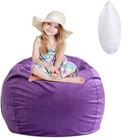 Stuffed Animal Storage Bean Bag Chair, Soft Velvet BeanBag Cover Only With Inner Liner For Organizing Plush Toys, Beans - Update The Old Beanbag Into A New Bean Bag Seat For Kids - 38" Extra Large -Best Furniture Store 413TJd7FDcL. AC