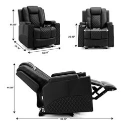 Power Recliner Chair, Electric Massage Recliner Sofa With Cup Holders And LED Lighting, PU Leather Reclining Chair For Living Room, Home Theater Seating(Black) 10 Power Recliner Chair, Electric Massage Recliner Sofa With Cup Holders And LED Lighting, PU Leather Reclining Chair For Living Room, Home Theater Seating(Black) -Best Furniture Store 413VhB1NS8L