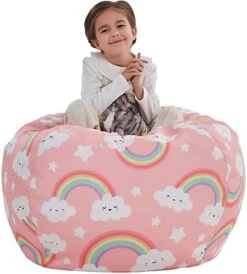 Nobildonna Stuffed Animal Storage Bean Bag Chair Cover Only For Kids Girls Toddler, Large Beanbag Chair Without Filling For Organizing Children Soft Plush Toys -Best Furniture Store 413e0poZtDL. AC