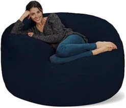 Chill Sack Bean Bag Chair: Giant 5' Memory Foam Furniture Bean Bag - Big Sofa With Soft Micro Fiber Cover - Dark Gray -Best Furniture Store 413eyo4k6fL. AC