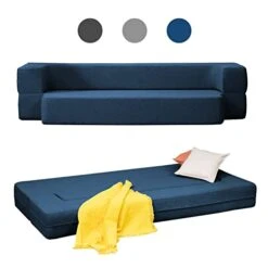 BALUS Folding Sofa Bed, Convertible Sleeper Sofa Bed Queen,Floor Couch Bed,Futon Sofa Bed Memory Foam Mattress,Floor Sofa Bed Twin For Living Room/Bedroom/Guest Room/Home Office,Navy Blue
