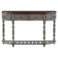 P PURLOVE Retro Circular Curved Console Table Sofa Table Entryway Table With 4 Drawers And Bottom Shelf For Entryway Hallway Ancent Style Sideboard Table With Storage -Best Furniture Store 413hPhvP7KL
