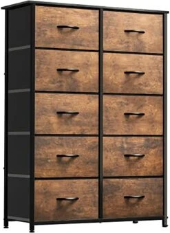 10-Drawer Dresser, Fabric Storage Tower, Tall Dresser For Bedroom, Living Room, Hallway, Closets, Sturdy Steel Frame, Wooden Top, Easy Pull Fabric Bins -Best Furniture Store 413u7lAHHGL. AC