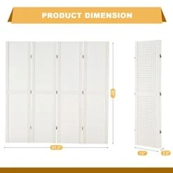 Haddockway 4 Panel Pegboard Display 5 Ft Folding Privacy Screen Wood Room Divider Portable Freestanding Display Board Wall Organizer For Craft Show, Jewelry, Retail, Cloth -Best Furniture Store 413vhMz86mL