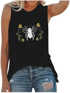 Xiart Women Tank Tops Bee Print Cute Round Neck Vest Tshirt Loose Casual Summer Camisole Tunic Tee Sleeveless Workout Blouse -Best Furniture Store 413yBNDdoHL. AC