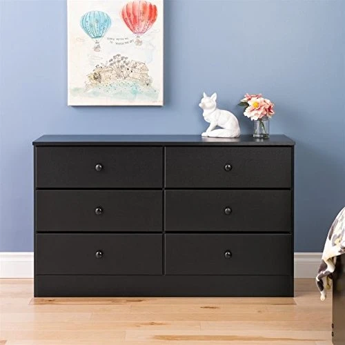 3-Piece Set With 2 Nightstands & 6-Drawer Double Dresser In Black 2 3-Piece Set With 2 Nightstands & 6-Drawer Double Dresser In Black - Image 2