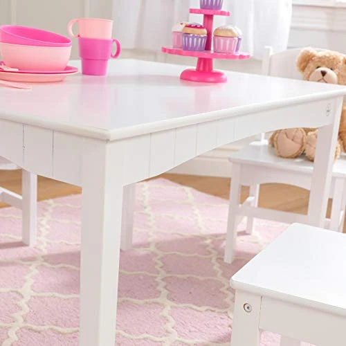 KidKraft Nantucket Wooden Table With Bench And 2 Chairs, Children's Furniture - White, Gift For Ages 3-8 3 KidKraft Nantucket Wooden Table With Bench And 2 Chairs, Children's Furniture - White, Gift For Ages 3-8 - Image 3