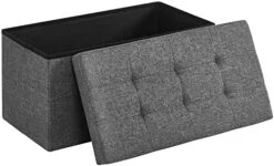 SONGMICS 43 Inches Folding Storage Ottoman Bench, Storage Chest, Foot Rest Stool, Bedroom Bench With Storage, Holds Up To 660 Lb, Dark Gray ULSF77K -Best Furniture Store 414Gqiq8p8L. AC