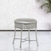 Furniture Glam Backless Diamond Band Vanity Stool, Chrome