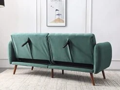 Royal Wood Futon Sofa Bed Support Board Modern Velvet Convertible Folding Lounge Couch Sofa Bed For Living Room,Removable Soft Armrest And Sturdy Metal Leg For Studio/Lounge/Dorm Or Office.(Green) -Best Furniture Store 414SOItIM7L