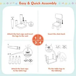 COSTWAY 3-Piece Kids Table And Chairs Set, Lightweight Plastic Children Activity Center For Reading, Writing, Painting, Snack Time, Kids Furniture Art Study Desk & Chairs Set For Ages 1-7 (White) -Best Furniture Store 414SzYE2L7L