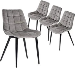 HOMHUM 4 PCS Faux Leather Dining Chairs, Mid Century Modern Leisure Upholstered Chair With Metal Legs For Kitchen Living Room Brown -Best Furniture Store 414c8cabvPL. AC