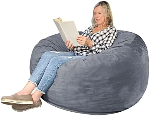 EDUJIN 4 Ft Bean Bag Chairs For Adults With Filling: 4' Large Memory Foam Filled Bean Bag Chairs For Teens,Ultra Soft Dutch Velvet Cover,Round Fluffy Lazy Sofa For Living Room - 4 Foot, Black 6 EDUJIN 4 Ft Bean Bag Chairs For Adults With Filling: 4' Large Memory Foam Filled Bean Bag Chairs For Teens,Ultra Soft Dutch Velvet Cover,Round Fluffy Lazy Sofa For Living Room - 4 Foot, Black - Image 6