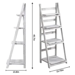 Acehome 4 Tier Ladder Bookshelf, 45.7 Inch Home Office Bookcase, Industrial Ladder Shelf, Freestanding Storage Organizer Rack, Solid Wood Shelf With For Bedroom, Living Room, Home Office-White -Best Furniture Store 414fJ6qadEL