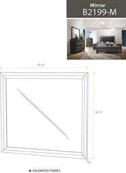 – 6-Piece Gray Wood With Faux Leather Headboard Queen Bedroom Set. Bed, Dresser, Mirror, Chest, 2 Night Stands -Best Furniture Store 414k17QCT2L