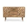 Great Deal Furniture Zona Mid-Century Modern Mango Wood 3 Drawer Sideboard With 2 Doors, Natural