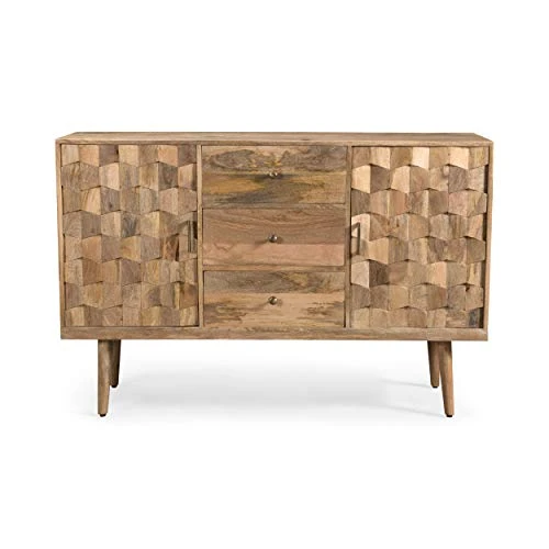 Great Deal Furniture Zona Mid-Century Modern Mango Wood 3 Drawer Sideboard With 2 Doors, Natural 1 Great Deal Furniture Zona Mid-Century Modern Mango Wood 3 Drawer Sideboard With 2 Doors, Natural