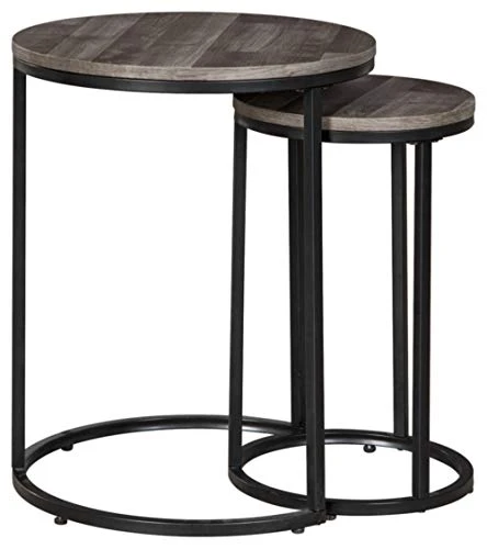 Signature Design By Ashley Briarsboro Urban Industrial Nesting Accent Table Set, 2 Count, Black & Gray 4 Signature Design By Ashley Briarsboro Urban Industrial Nesting Accent Table Set, 2 Count, Black & Gray - Image 4
