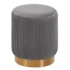 Duhome Modern Round Velvet Ottoman Footrest Vanity Stool Gray