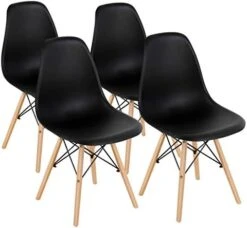 GOFLAME DSW Dining Chairs, Shell Plastic Chairs With Wood Legs, Modern Style Armless Chairs For Living Room Kitchen Bedroom, Eiffel DSW Style Side Chairs With Ergonomic Backrest Set Of 4, Black 15 GOFLAME DSW Dining Chairs, Shell Plastic Chairs With Wood Legs, Modern Style Armless Chairs For Living Room Kitchen Bedroom, Eiffel DSW Style Side Chairs With Ergonomic Backrest Set Of 4, Black -Best Furniture Store 414w482JWZL. AC