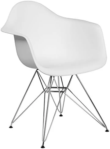 Flash Furniture 2 Pack Alonza Series White Plastic Chair With Chrome Base 9 Flash Furniture 2 Pack Alonza Series White Plastic Chair With Chrome Base - Image 9