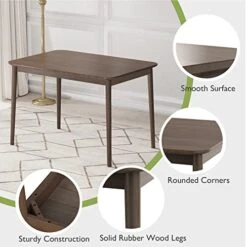 Giantex 43 Inch Rectangular Dining Table, Mid Century Modern Kitchen Table, Vintage Coffee Table W/Tabletop & Solid Wood Legs, Wood Farmhouse Table, Walnut -Best Furniture Store 414zgXpMTcL