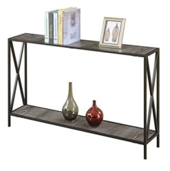 Convenience Concepts Tucson Console Table With Shelf, Weathered Gray/Black -Best Furniture Store 415208W4n6L