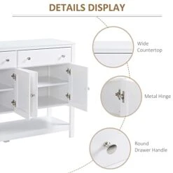 HOMCOM 47" Coffee Bar Cabinet, Sideboard Buffet Cabinet, Accent Kitchen Cabinet With Adjustable Shelves And Drawers For Living Room, White 10 HOMCOM 47" Coffee Bar Cabinet, Sideboard Buffet Cabinet, Accent Kitchen Cabinet With Adjustable Shelves And Drawers For Living Room, White -Best Furniture Store 415CGqLH6rL
